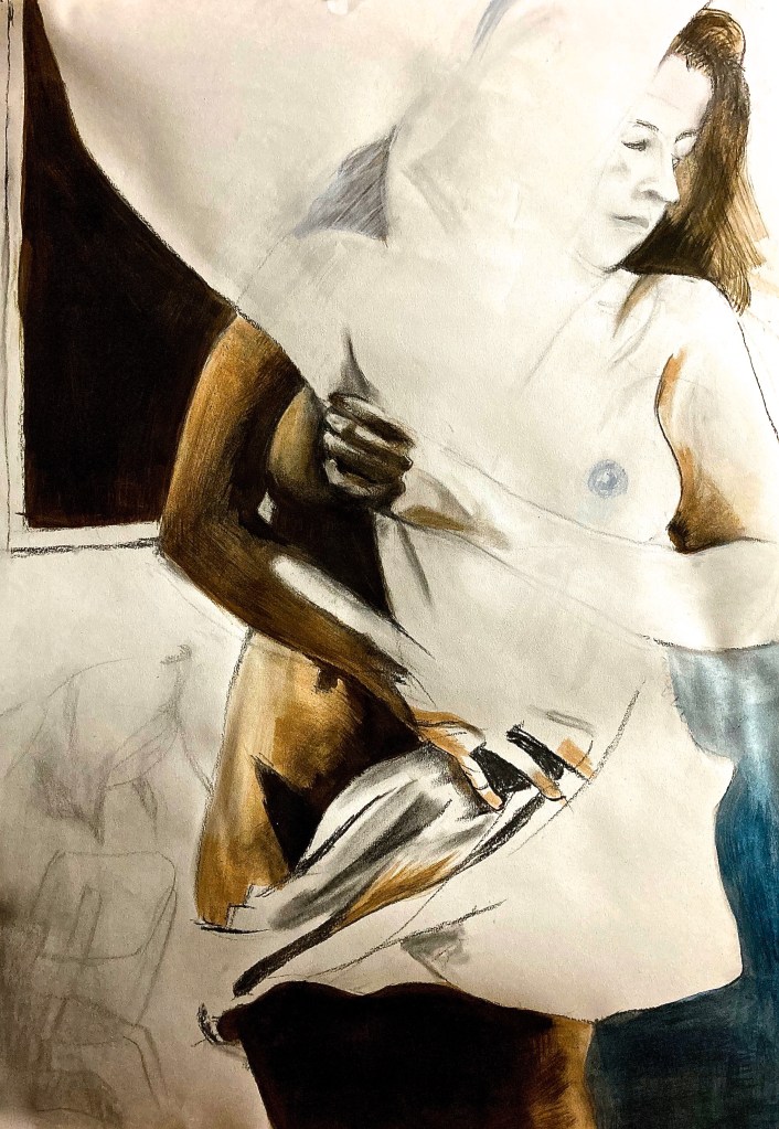 semi abstract, nude, charcoal, hi contrast